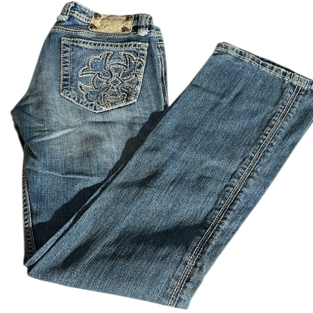 MISS ME size 30 blue jeans fits 10/12 straight boot like new some stretch